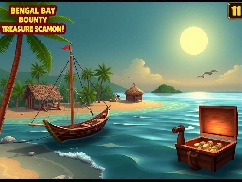 Bengal Bay Bounty Treasure Hunt Scene Bengal Bay Bounty Game Screenshot showing treasure hunt in coastal village