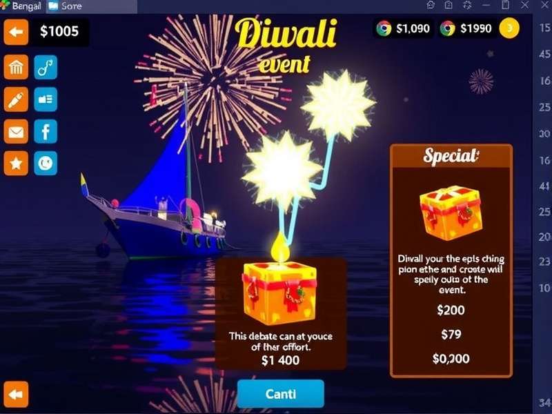 Bengal Bay Bounty Diwali Event Bengal Bay Bounty Diwali event screenshot with fireworks and special treasures